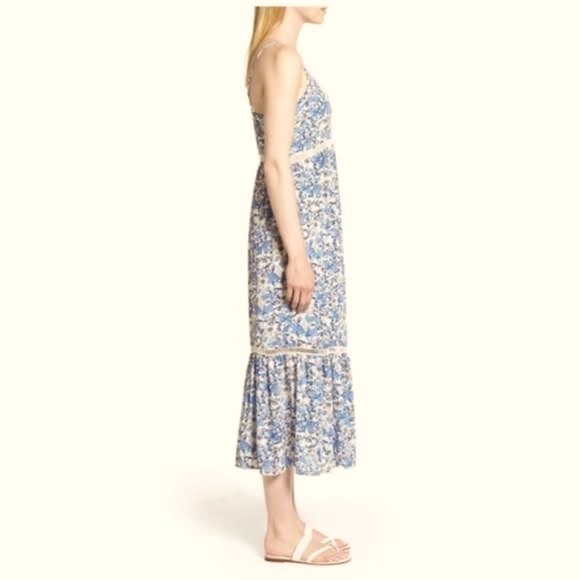 CeCe Summer dress spaghetti straps blue and white midi size 00 floral beach midi - Picture 8 of 15